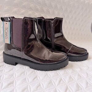 NWT TOMS Youth Bennet Bootie Chelsea Ankle Blackberry Confetti Coated Glitter